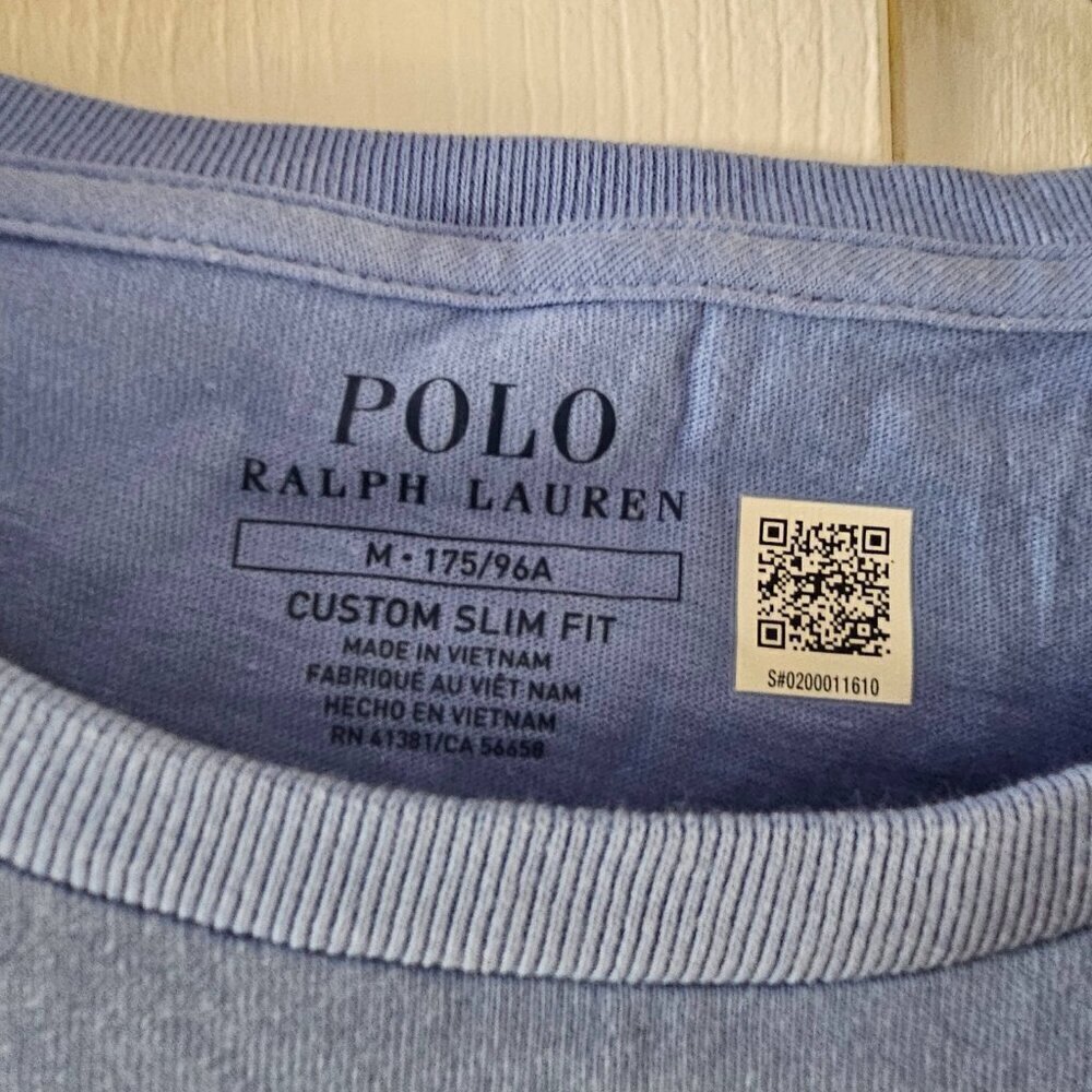 NWT Polo Ralph Lauren Men's Blue Short Sleeve Custom Slim Fit Tee Size M - Picture 10 of 12